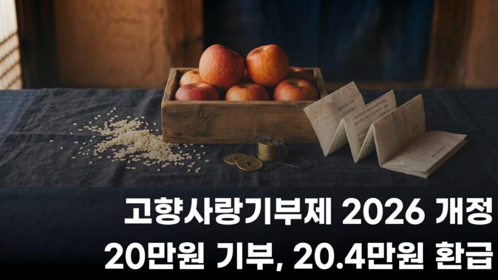 지방 특산품과 동전이 놓인 연말정산 콘셉트
