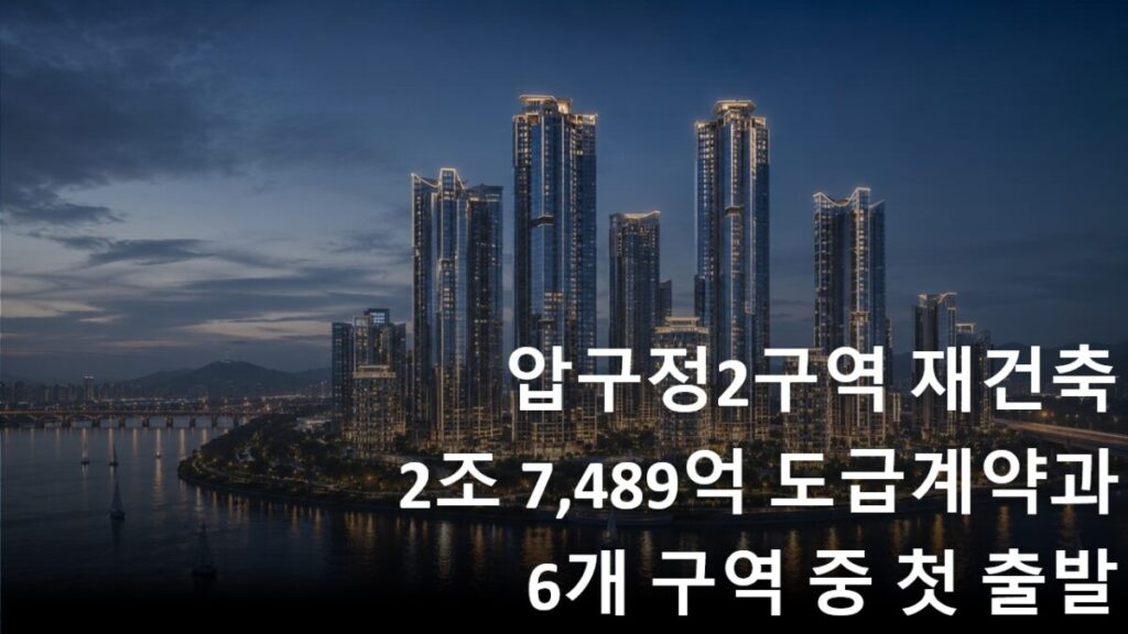 압구정2구역 한강변 초고층 단지 추상 이미지
